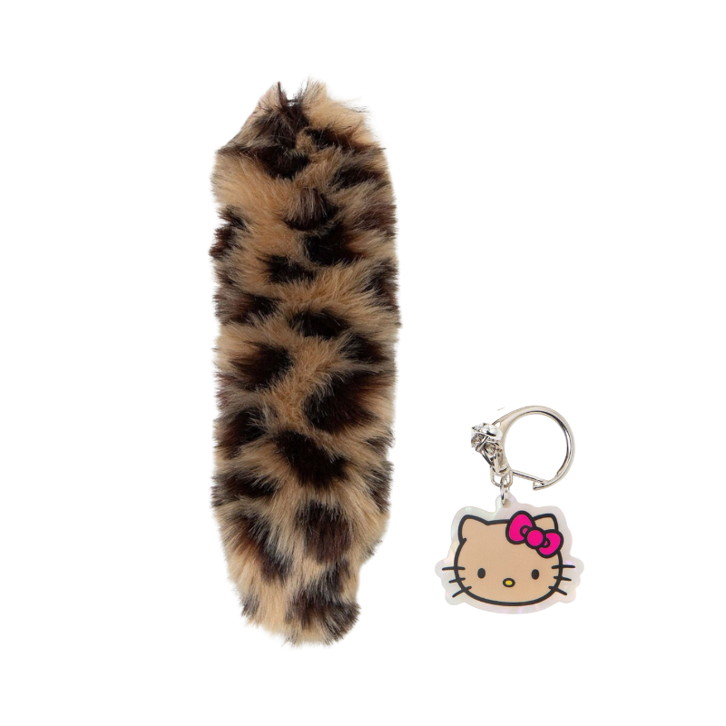 SANRIO x WEGO Hello Kitty Leopard Print Furry Tail Keychain YORE