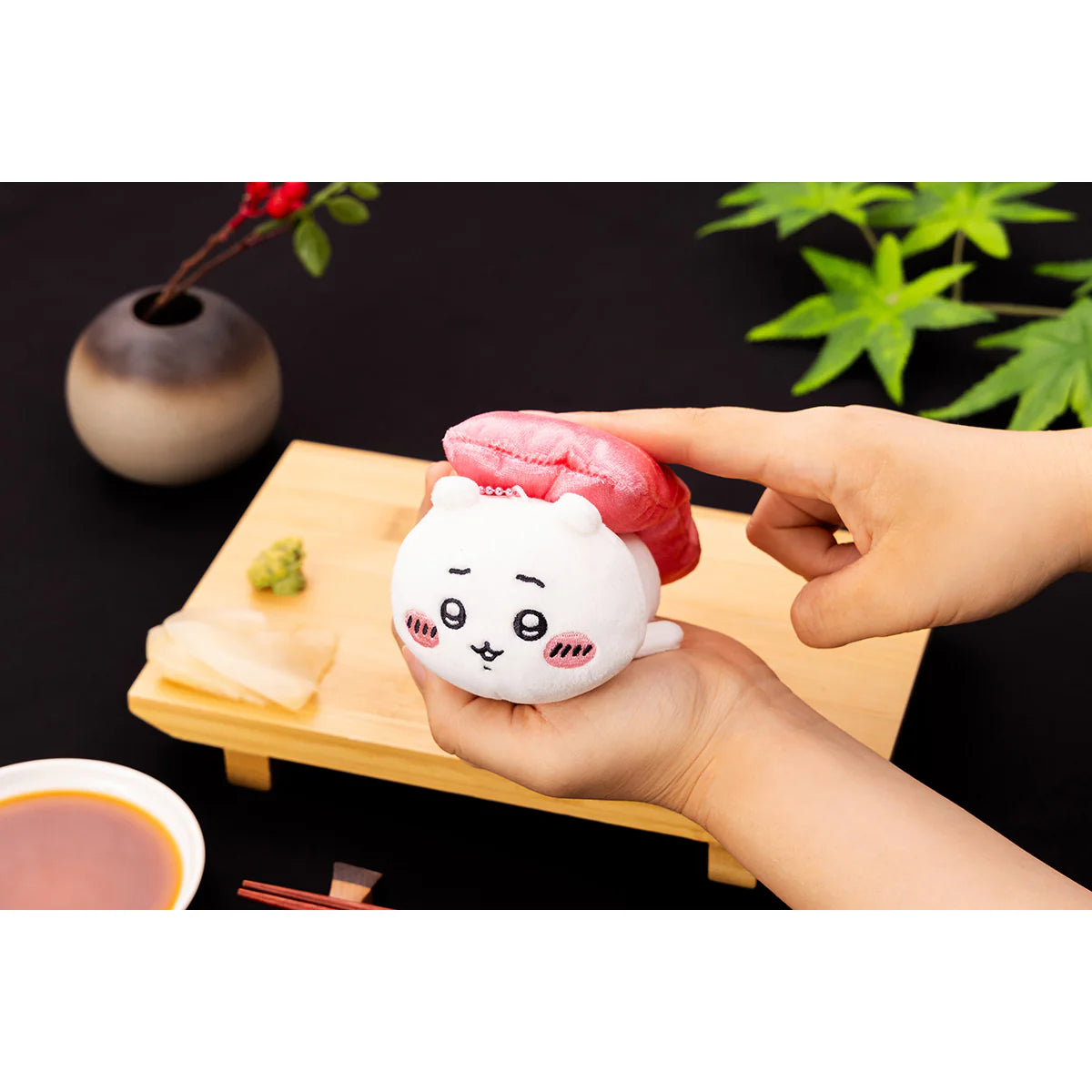 chiikawa-momonga-sushi-negitoro-mascot-holder-keychain