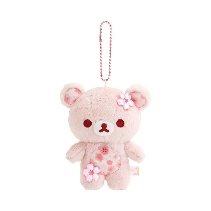 SAN-X RILAKKUMA Korilakkuma Sakura Cherry Blossom Mascot Holder Keychain
