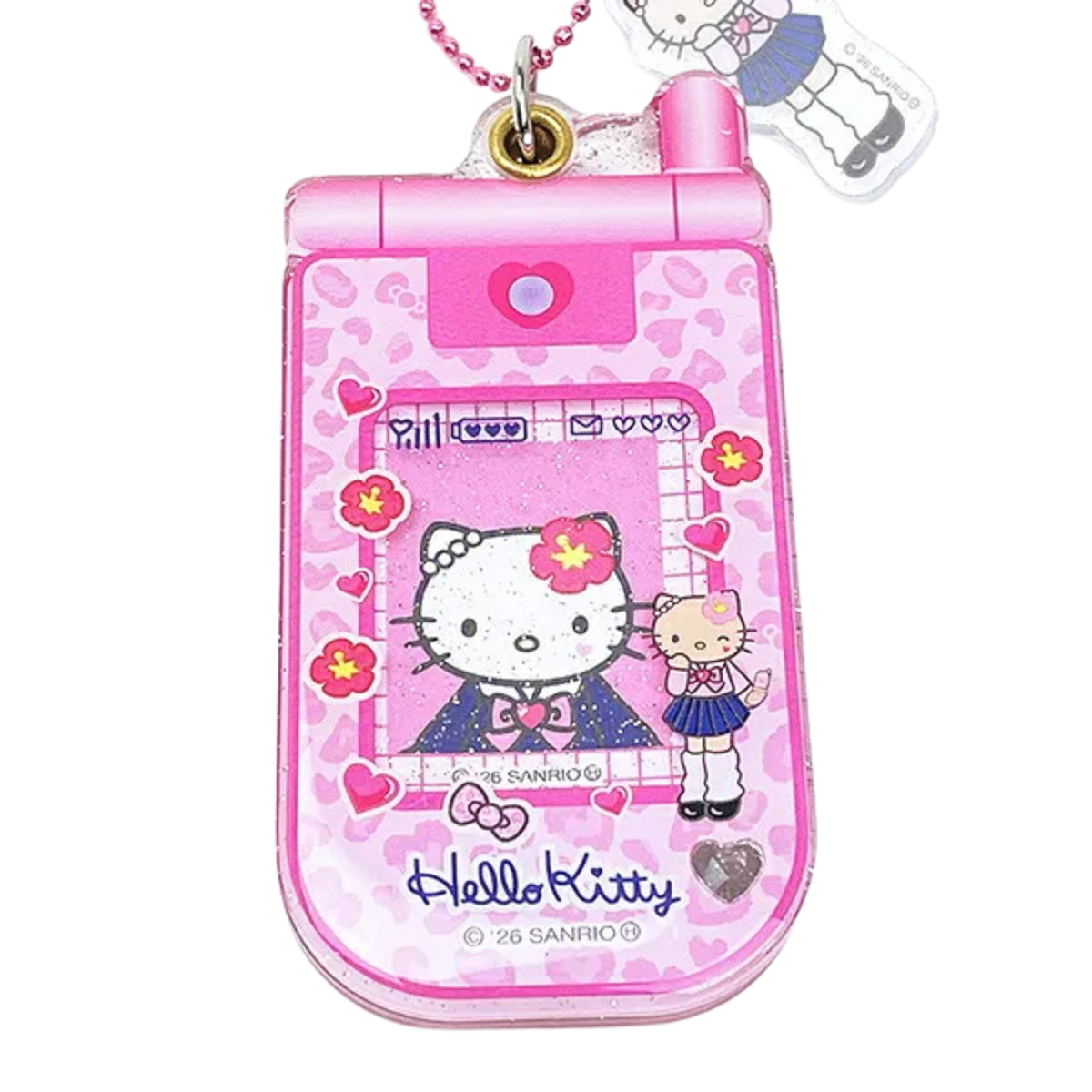 SANRIO Hello Kitty Style Up Long Leg Flip Phone Acrylic Keychain