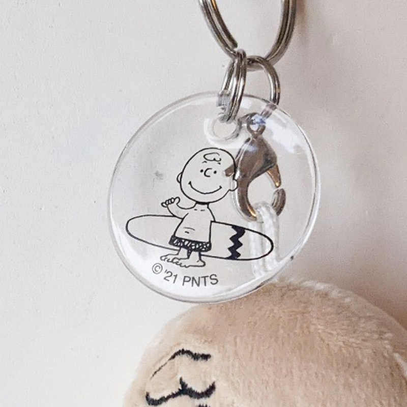 PEANUTS Hawaii Surf Shop Charlie Brown Orange Tee Mascot Holder Keychain