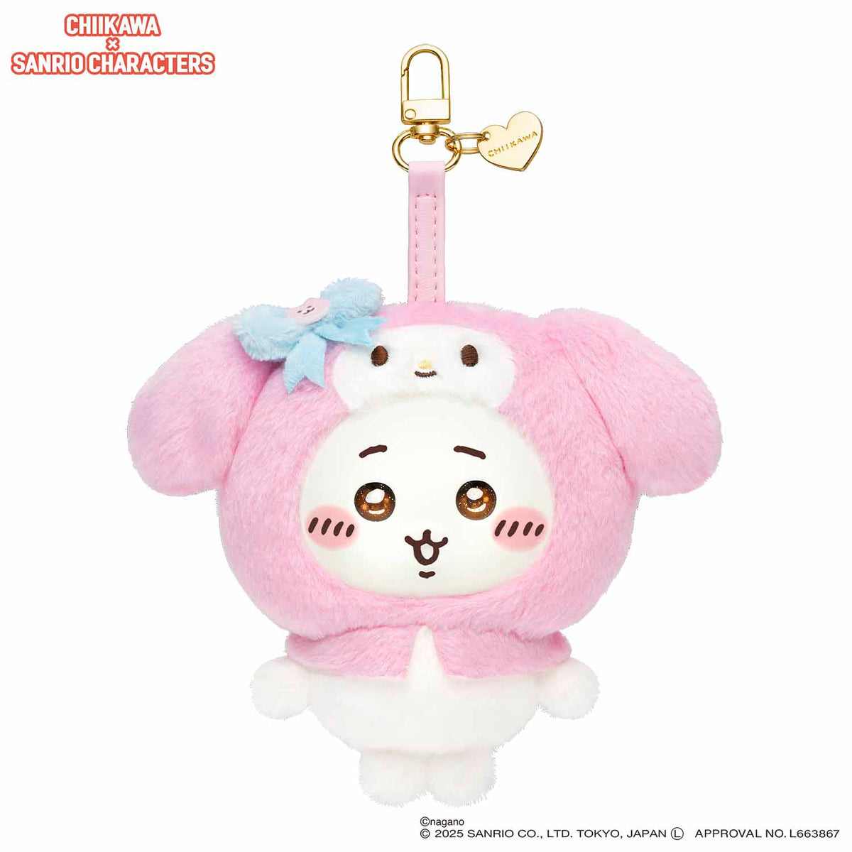 CHIIKAWA x Sanrio Characters Mascot Holder Keychain (Chiikawa × My Melody)