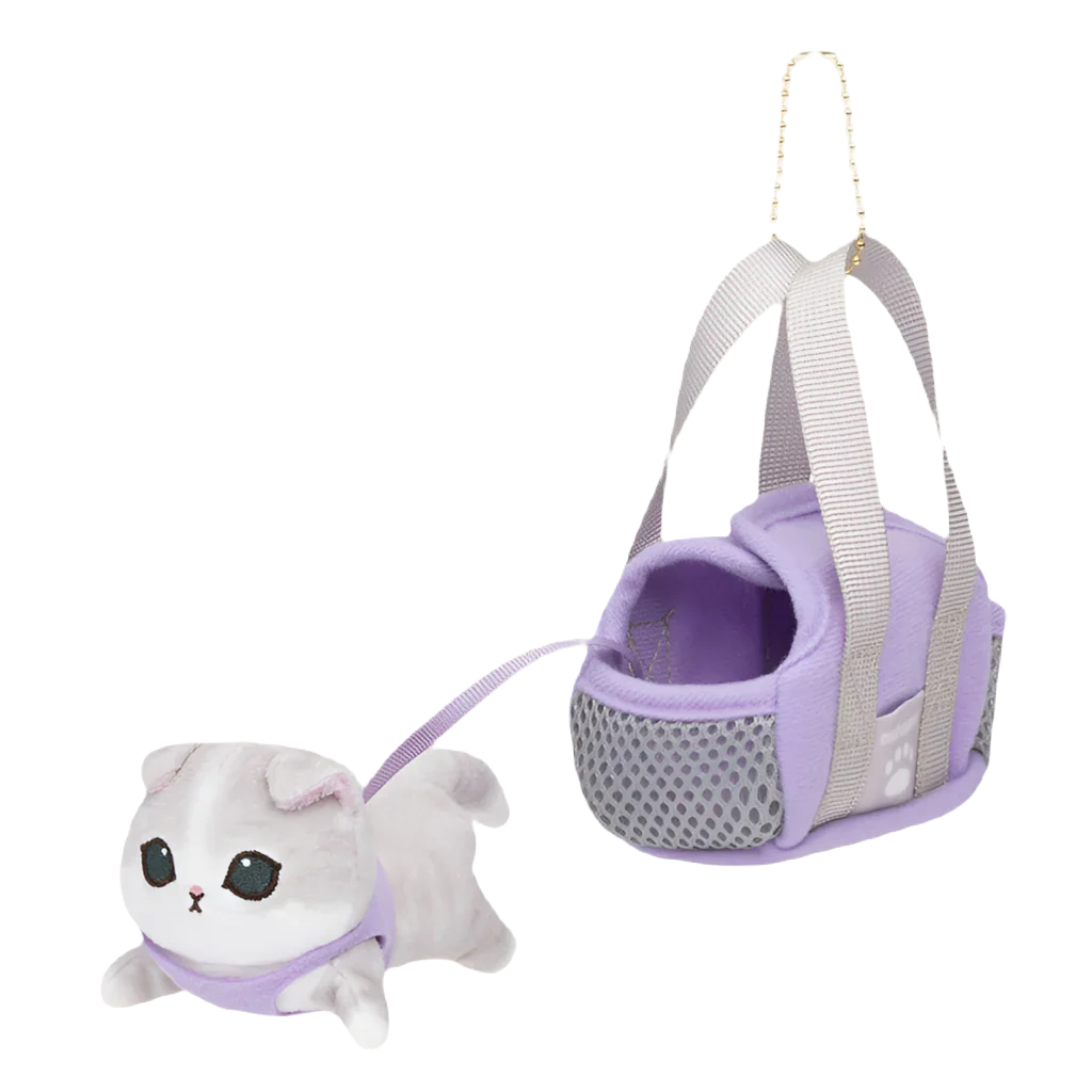 MOFUSAND Grey White Cat Purple Bag Mascot Holder Keychain-My Store-YORE STORE