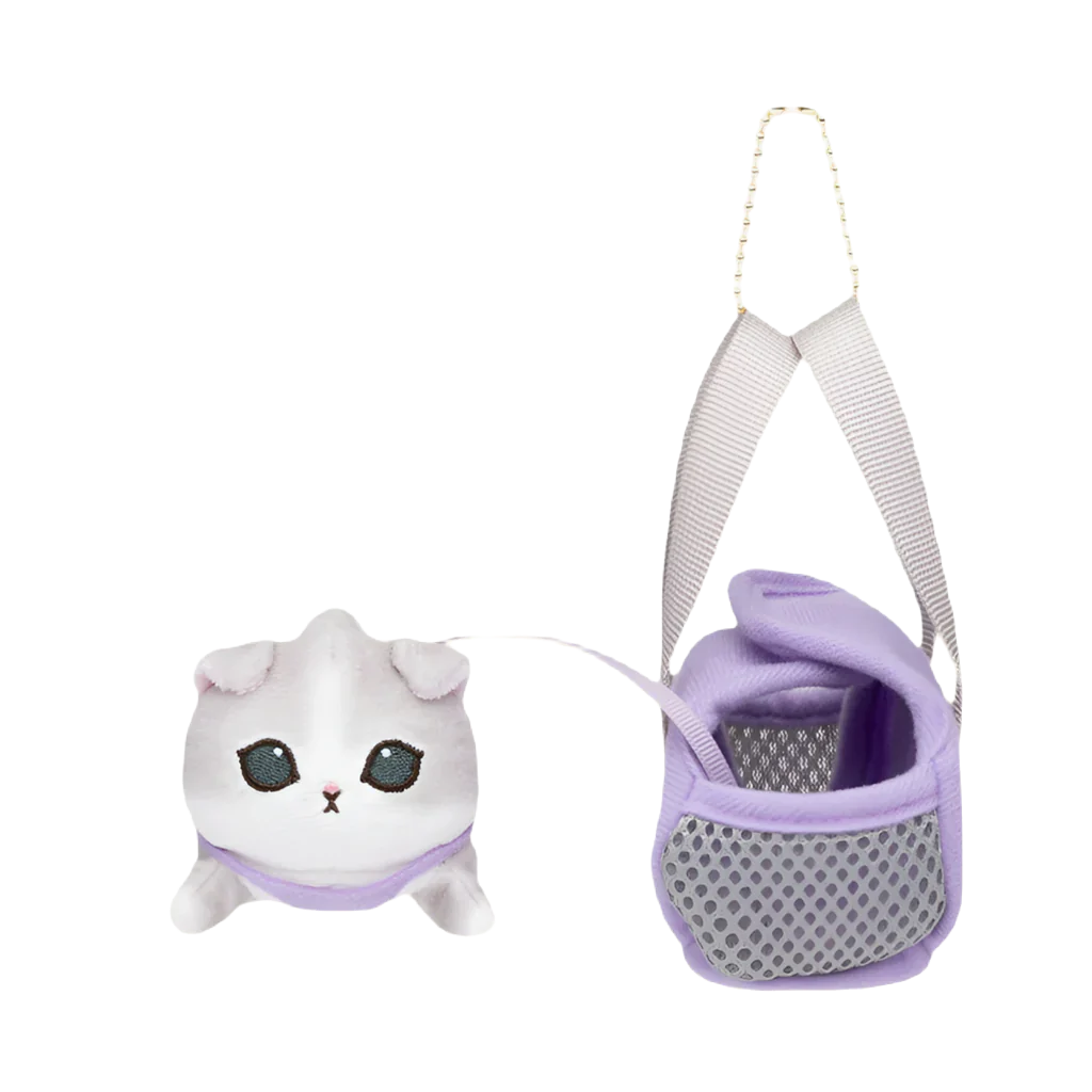 MOFUSAND Grey White Cat Purple Bag Mascot Holder Keychain-My Store-YORE STORE