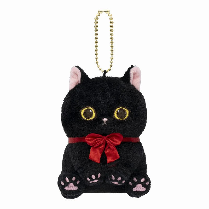 mofusand-sitting-black-cat-red-bow-mascot-holder-keychain-1