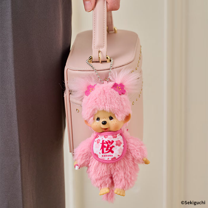 MONCHHICHI Sakura Pink Mascot Holder Keychain