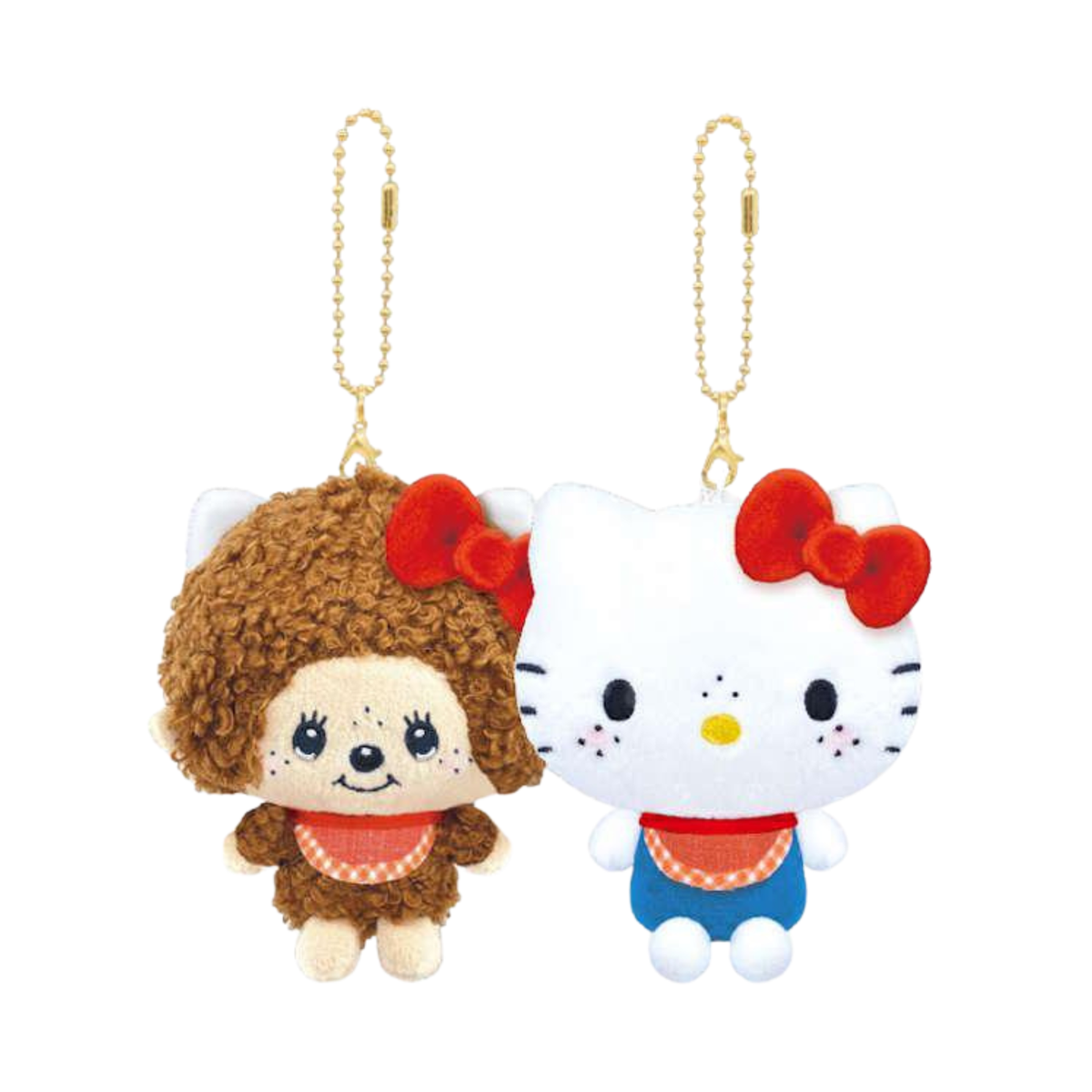 NIKONUI Monchhichi x Hello Kitty Mascot Holder Keychain Set