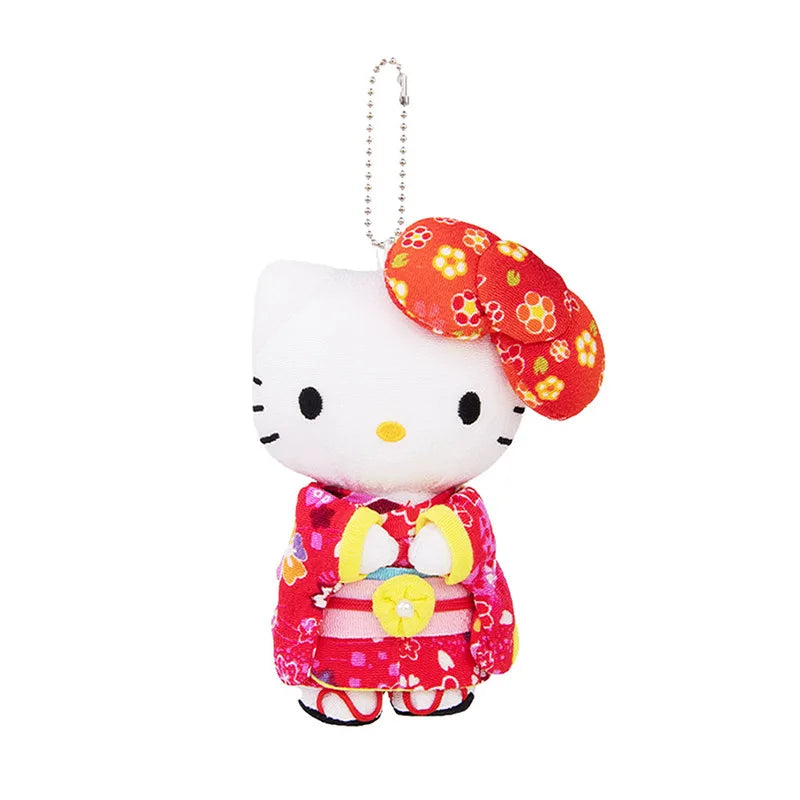 SANRIO Hello Kitty Big Ribbon Kimono Red Mascot Holder Keychain