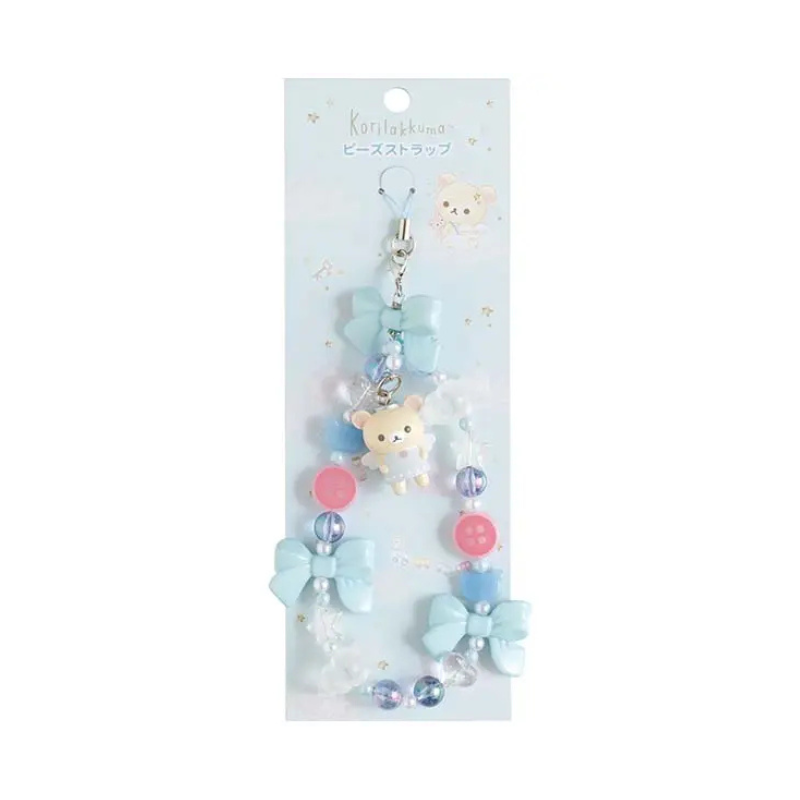 SAN-X RILAKKUMA Lots of Korilakkuma Series Bead Phone Strap (Angel)