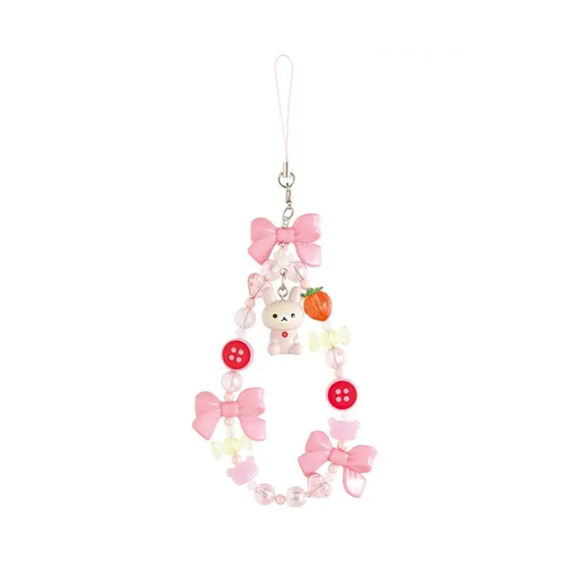 SAN-X RILAKKUMA Lots of Korilakkuma Series Bead Phone Strap (Pink Bunny)