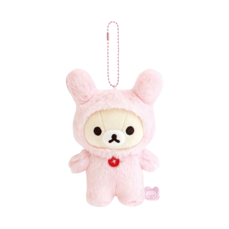 SAN-X RILAKKUMA Lots of Korilakkuma Series Mascot Holder Keychain (Pink Bunny)