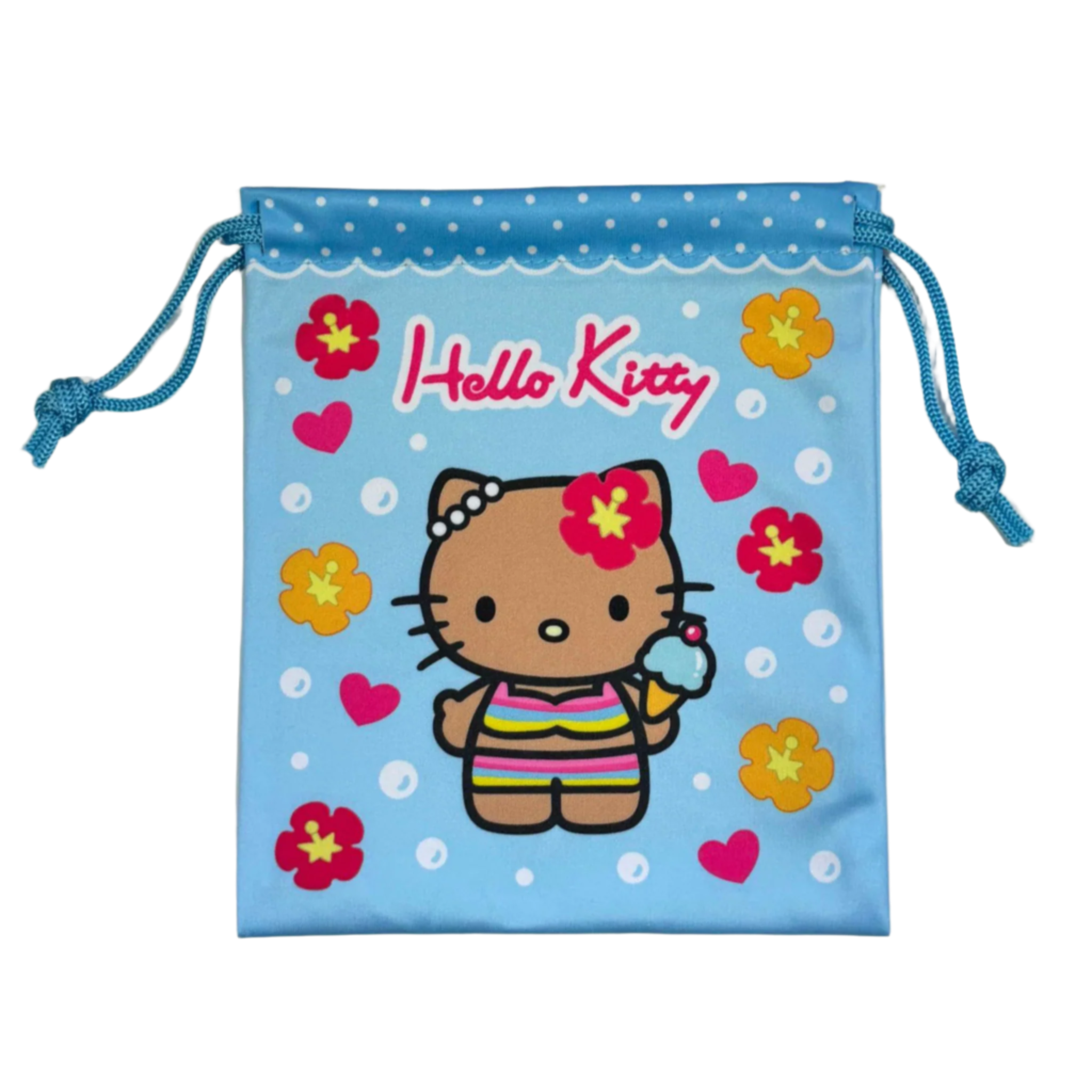 SANRIO x Kiddyland Gogo Gal Hello Kitty Draw String Bag Blue Tanned-My Store-YORE STORE