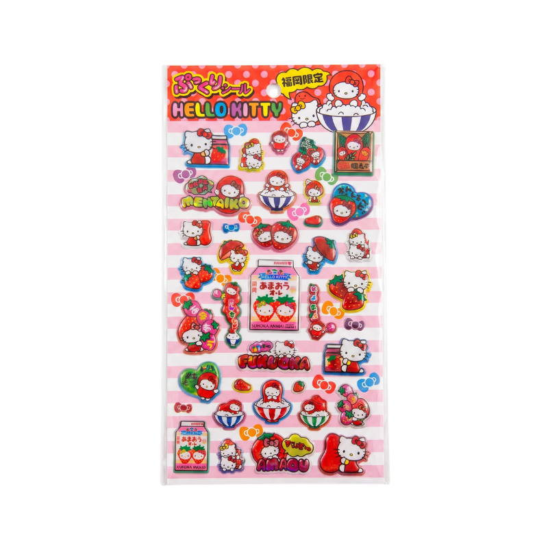 SANRIO Fukuoka Exclusive Strawberry Puffy Stickers-hello kitty