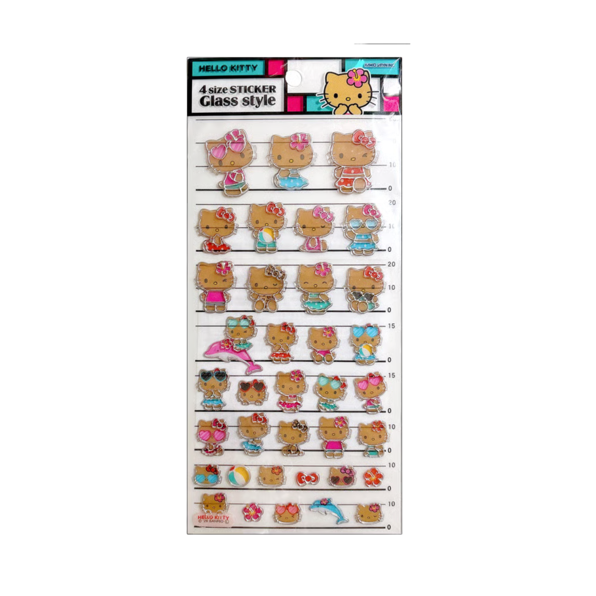 SANRIO Hello Kitty 4 Size Glass Style Sticker