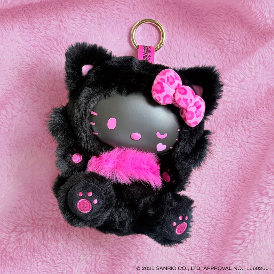 SANRIO Hello Kitty Fine Face Cat Mascot Holder Keychain (Black)