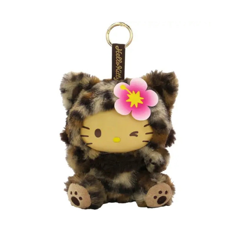SANRIO Hello Kitty Fine Face Cat Mascot Holder Keychain (Leopard)