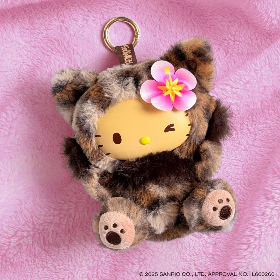 SANRIO Hello Kitty Fine Face Cat Mascot Holder Keychain (Leopard)
