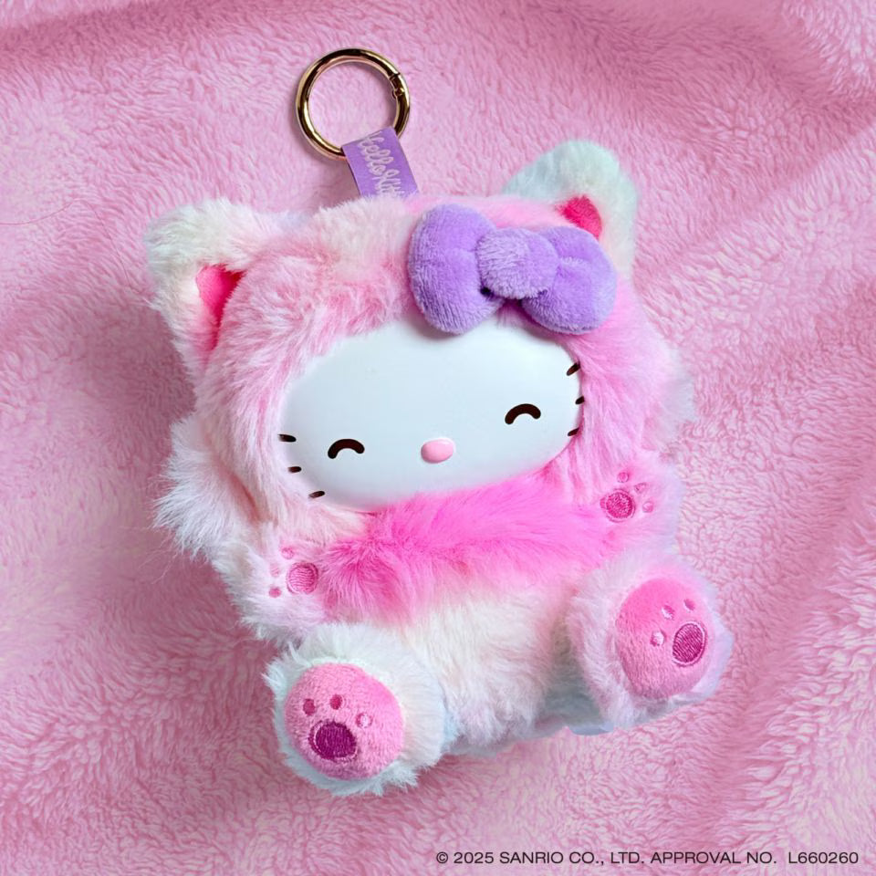 SANRIO Hello Kitty Fine Face Cat Mascot Holder Keychain (Rainbow)