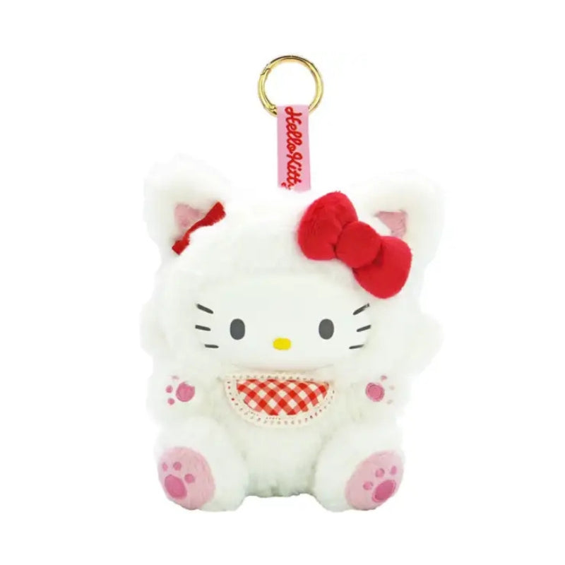 SANRIO Hello Kitty Fine Face Cat Mascot Holder Keychain (White)
