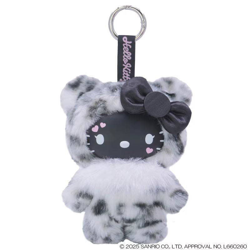 SANRIO Hello Kitty Fine Face Mini Mascot Holder Keychain (Black Leopard)