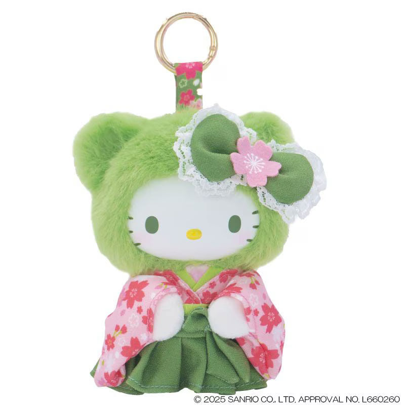 SANRIO Hello Kitty Fine Face Mini Matcha Kimono Bear Mascot Holder Keychain