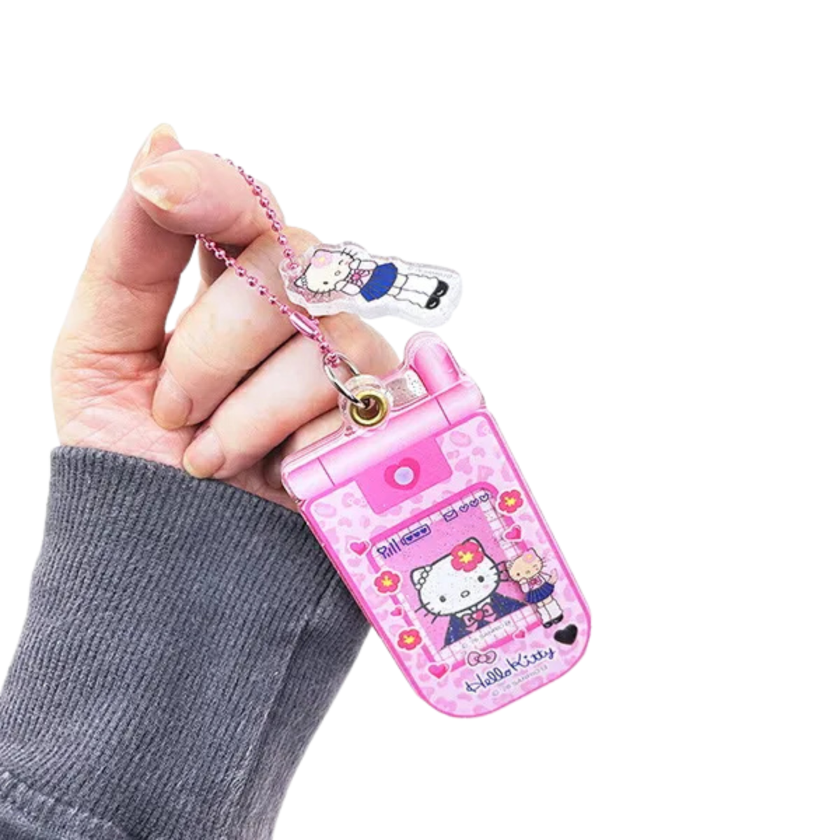 SANRIO Hello Kitty Style Up Long Leg Flip Phone Acrylic Keychain