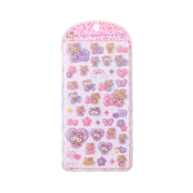 SANRIO Hello Kitty Tanned Cotton Puff Sticker pink 