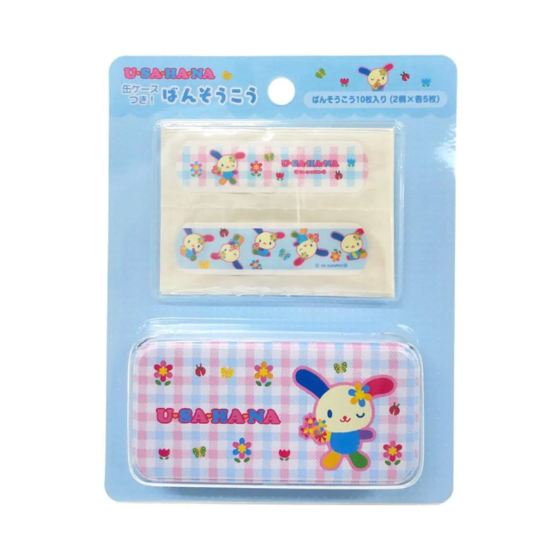 SANRIO Usahana Bandages With Tin Case (Blue)
