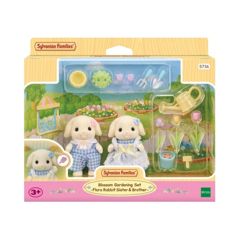 SYLVANIAN FAMILIES Flora Rabbit Sister & Brother Blossom Gardening Set