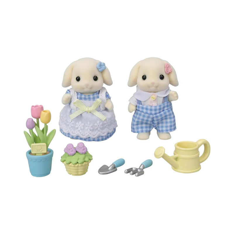 SYLVANIAN FAMILIES Flora Rabbit Sister & Brother Blossom Gardening Set