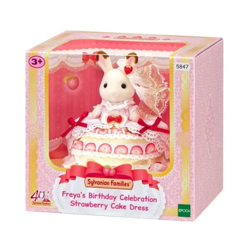 SYLVANIAN FAMILIES Freya's Birthday Celebration Strawberry Cake Dress