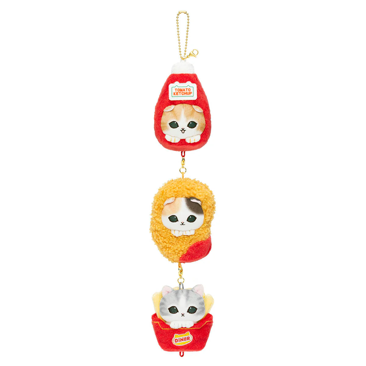 mofusand-diner-connectable-triple-charm-mascot-holder-keychain