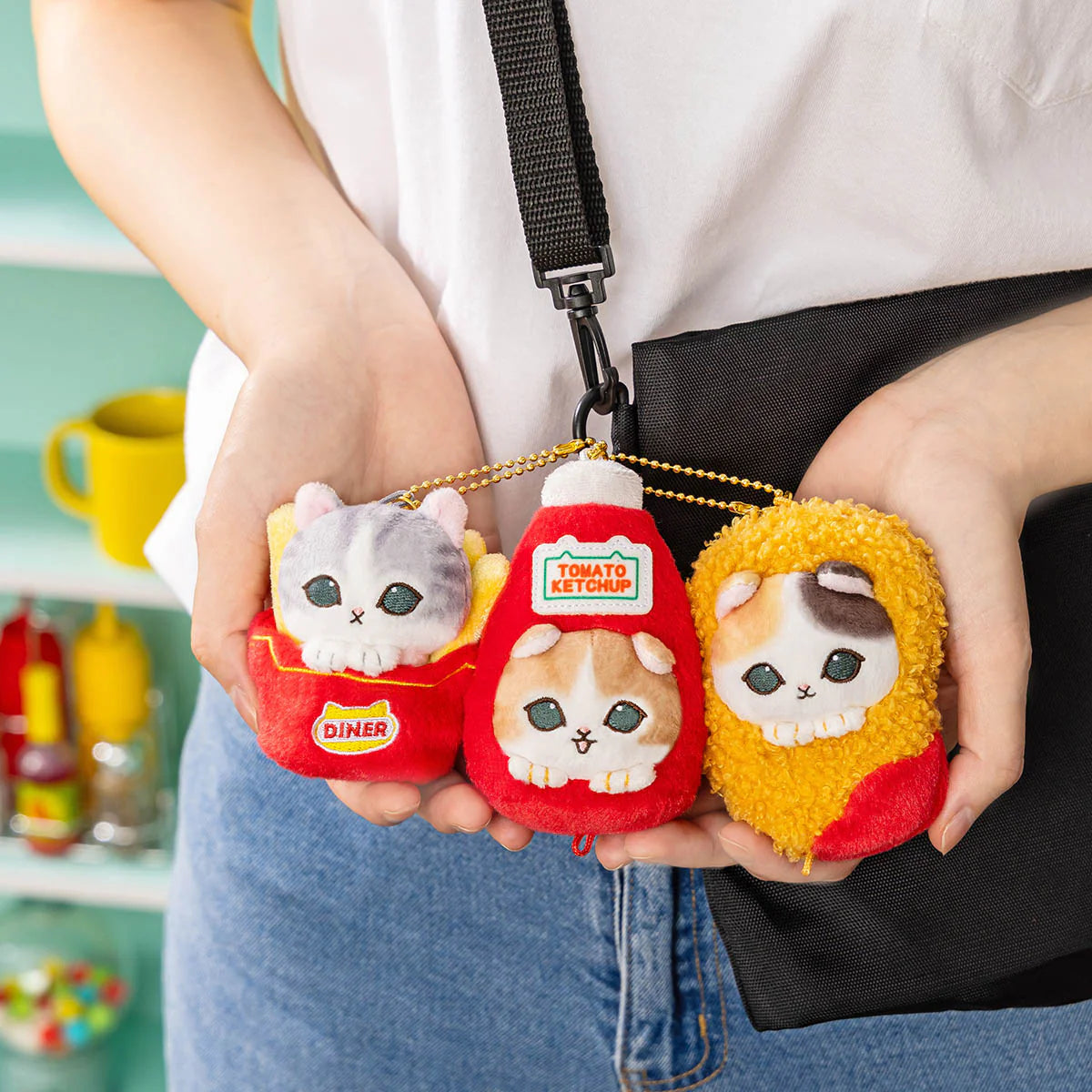 mofusand-diner-connectable-triple-charm-mascot-holder-keychain