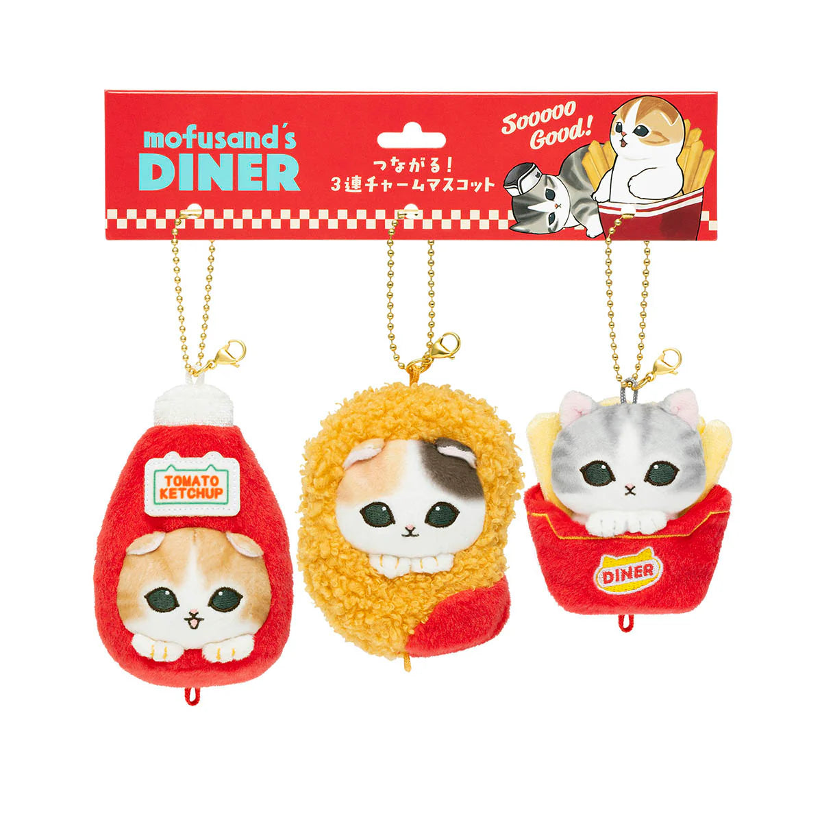 mofusand-diner-connectable-triple-charm-mascot-holder-keychain
