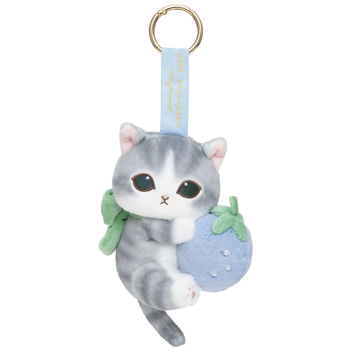 mofusand-merci-strawberry-mascot-holder-keychain-strawberry-grey-white-cat-