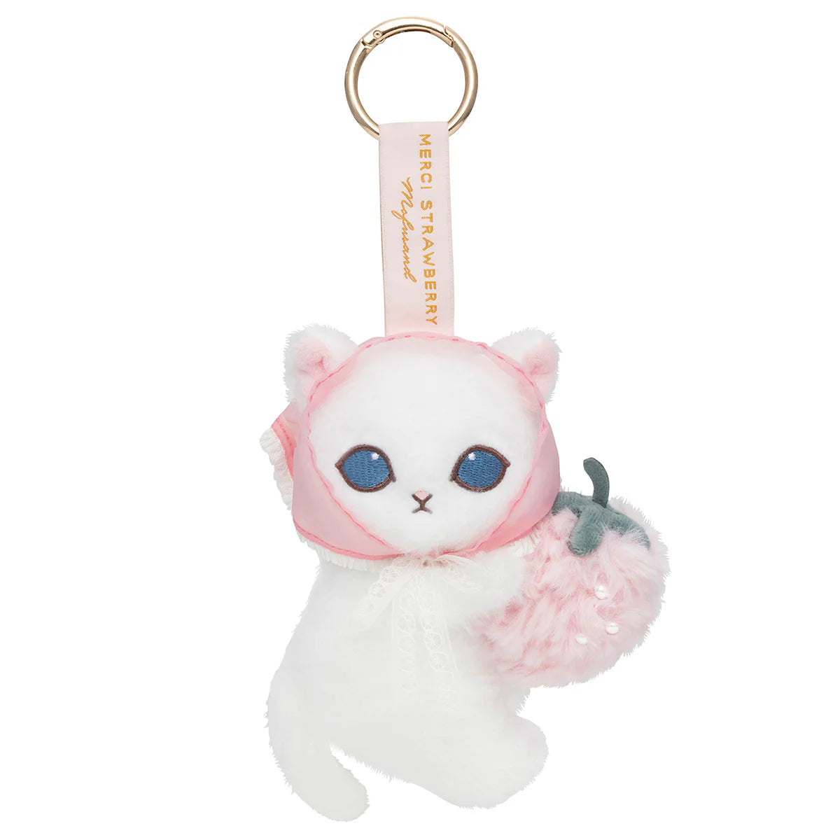 mofusand-merci-strawberry-mascot-holder-keychain-strawberry-white-cat-