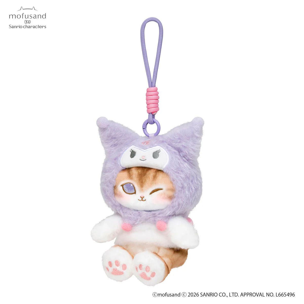 mofusand-x-sanrio-characters-fluffy-mascot-holder-keychain-kuromi-