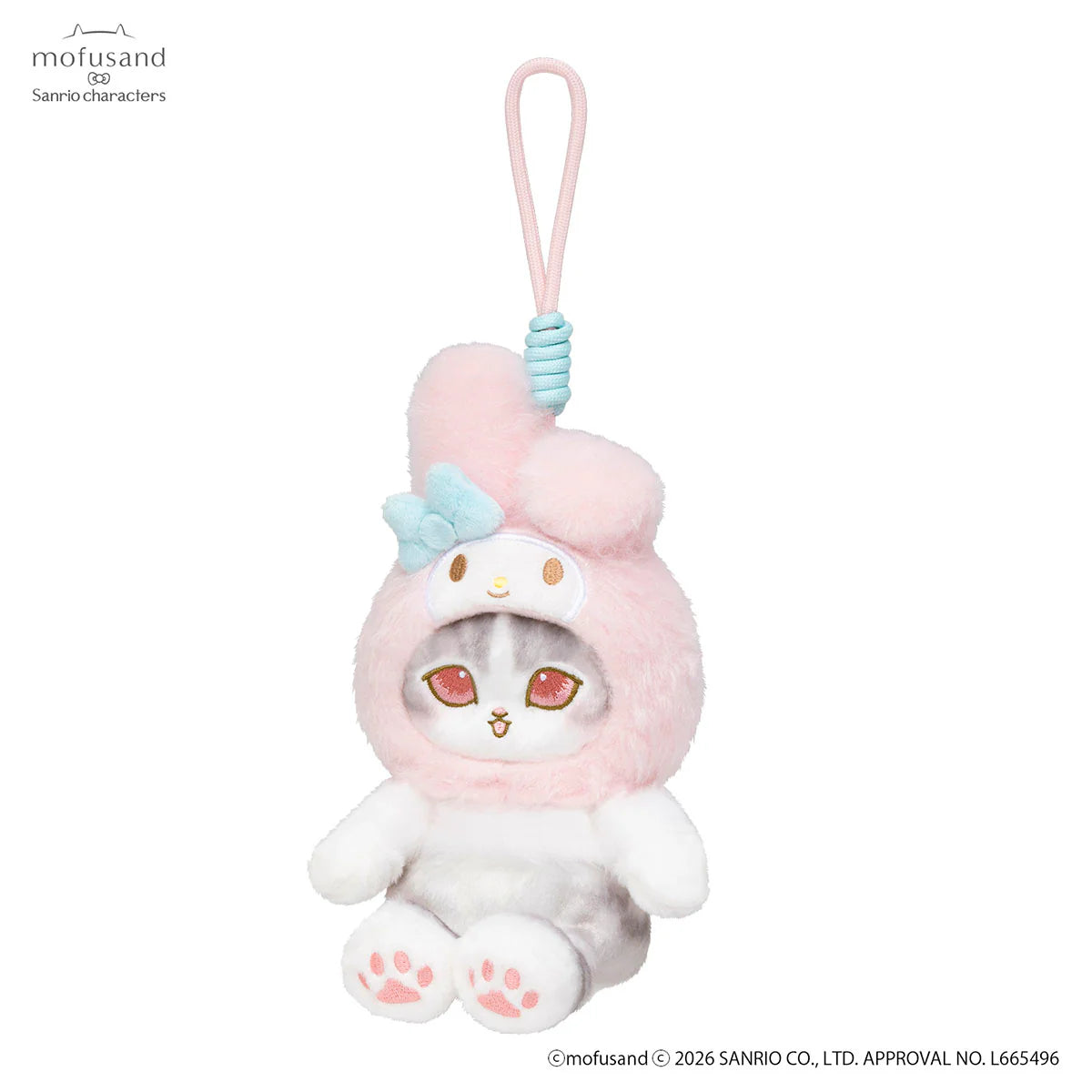mofusand-x-sanrio-characters-fluffy-mascot-holder-keychain-my-melody-