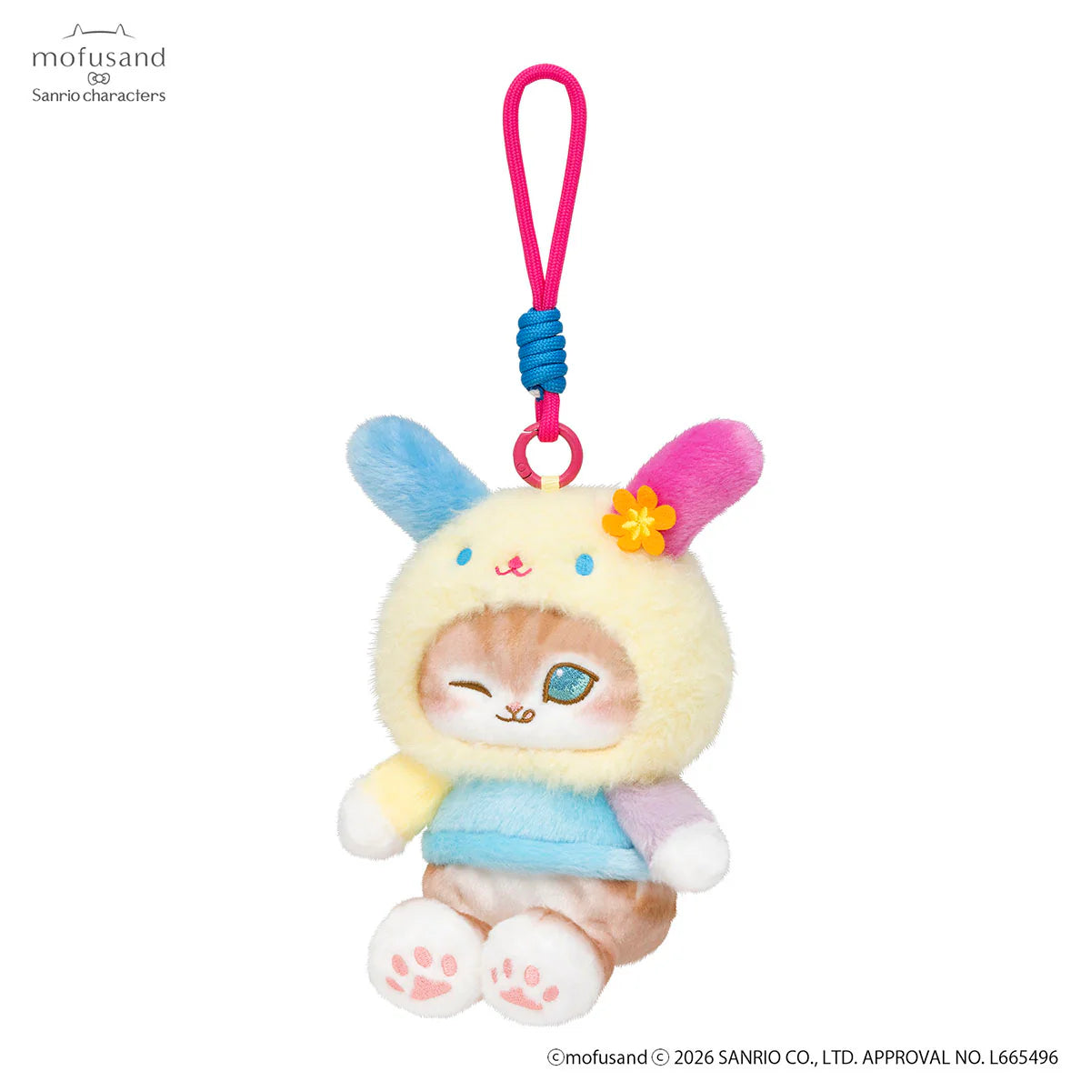 mofusand-x-sanrio-characters-fluffy-mascot-holder-keychain-usahana-