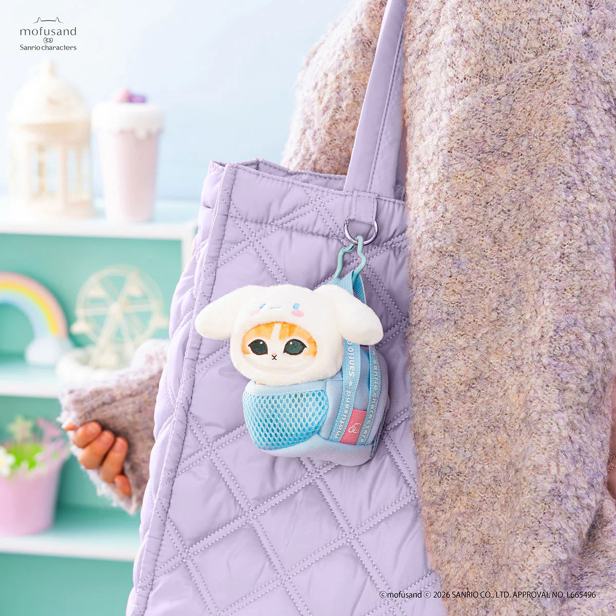 mofusand-x-sanrio-characters-outing-cat-in-bag-mascot-holder-keychain-cinnamoroll-