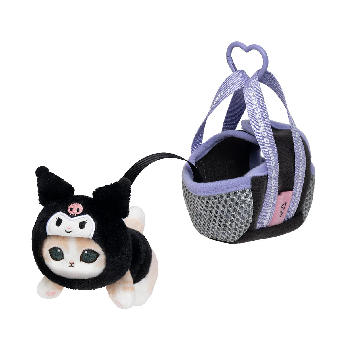 mofusand-x-sanrio-characters-outing-cat-in-bag-mascot-holder-keychain-kuromi-