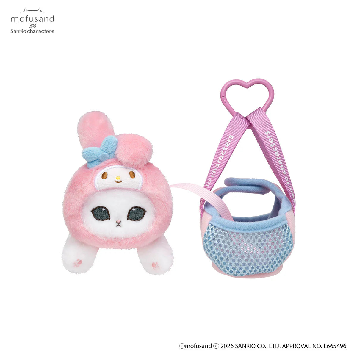 mofusand-x-sanrio-characters-outing-cat-in-bag-mascot-holder-keychain-my-melody-