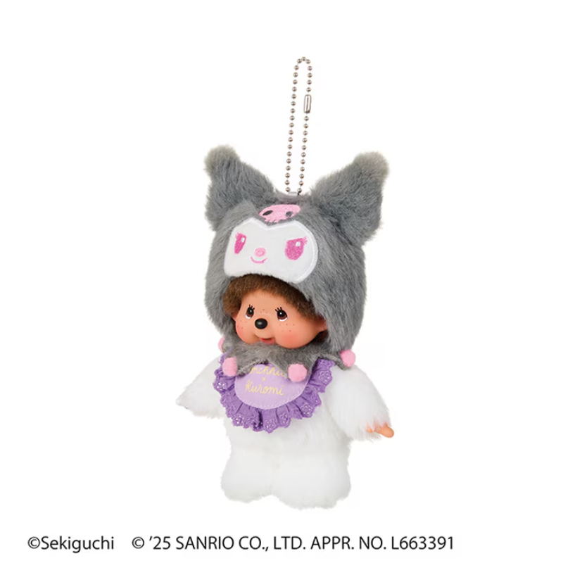 monchhichi-x-kuromi-mascot-holder-keychain
