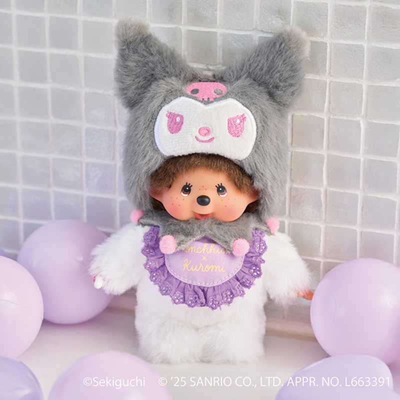 monchhichi-x-kuromi-mascot-holder-keychain