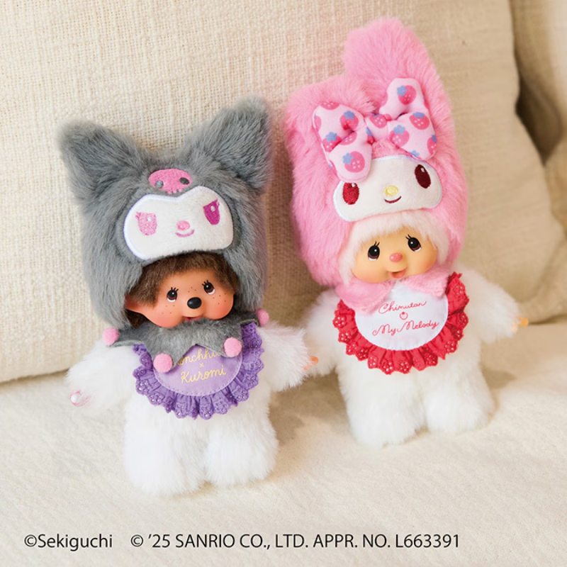monchhichi-x-kuromi-mascot-holder-keychain