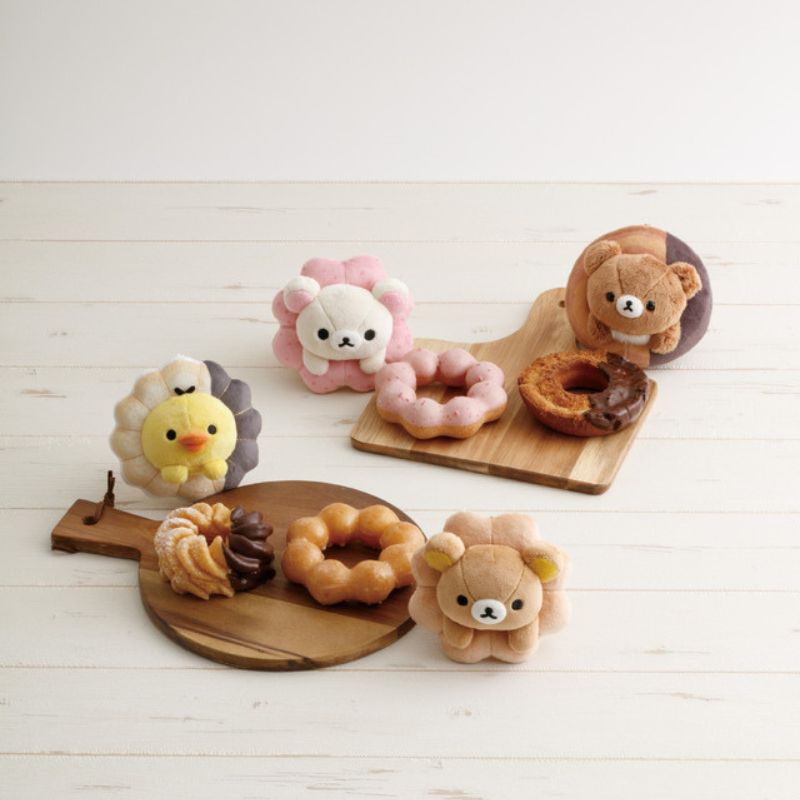 san-x-rilakkuma-x-mister-donut-kiiroitori-mascot-holder-keychain