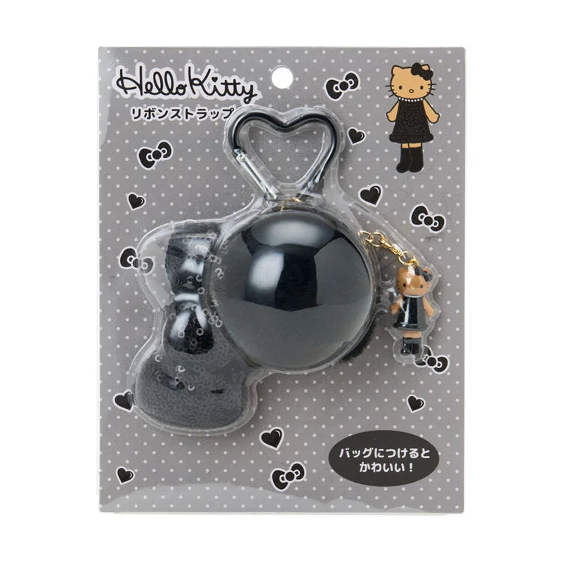 sanrio-hello-kitty-ribbon-strap-keychain-black-glitter-