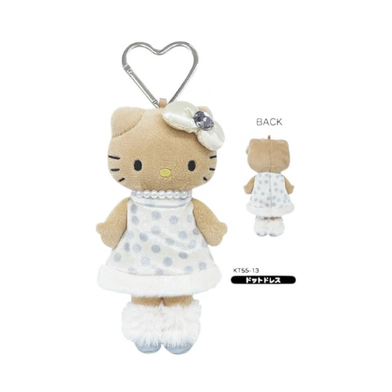 sanrio-hello-kitty-style-up-long-leg-tanned-polka-dot-dress-mascot-holder-keychain