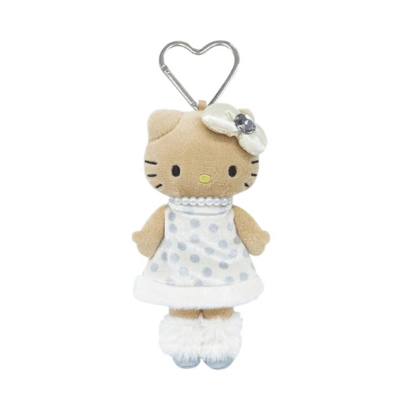 sanrio-hello-kitty-style-up-long-leg-tanned-polka-dot-dress-mascot-holder-keychain