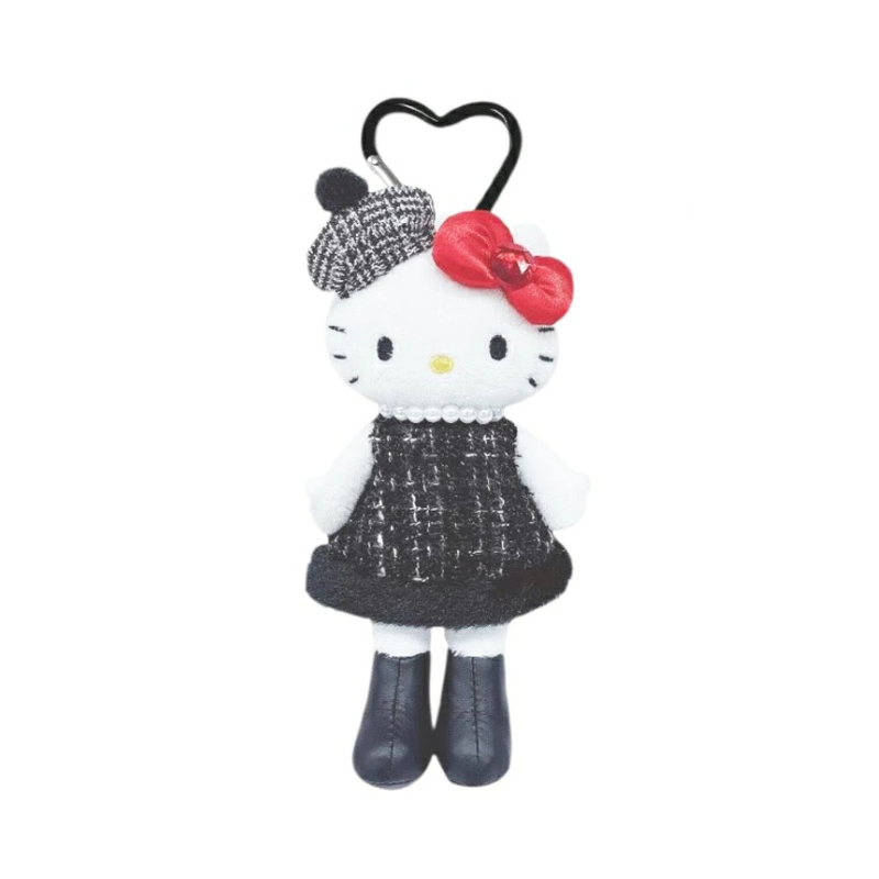 sanrio-hello-kitty-style-up-long-leg-tweed-dress-mascot-holder-keychain